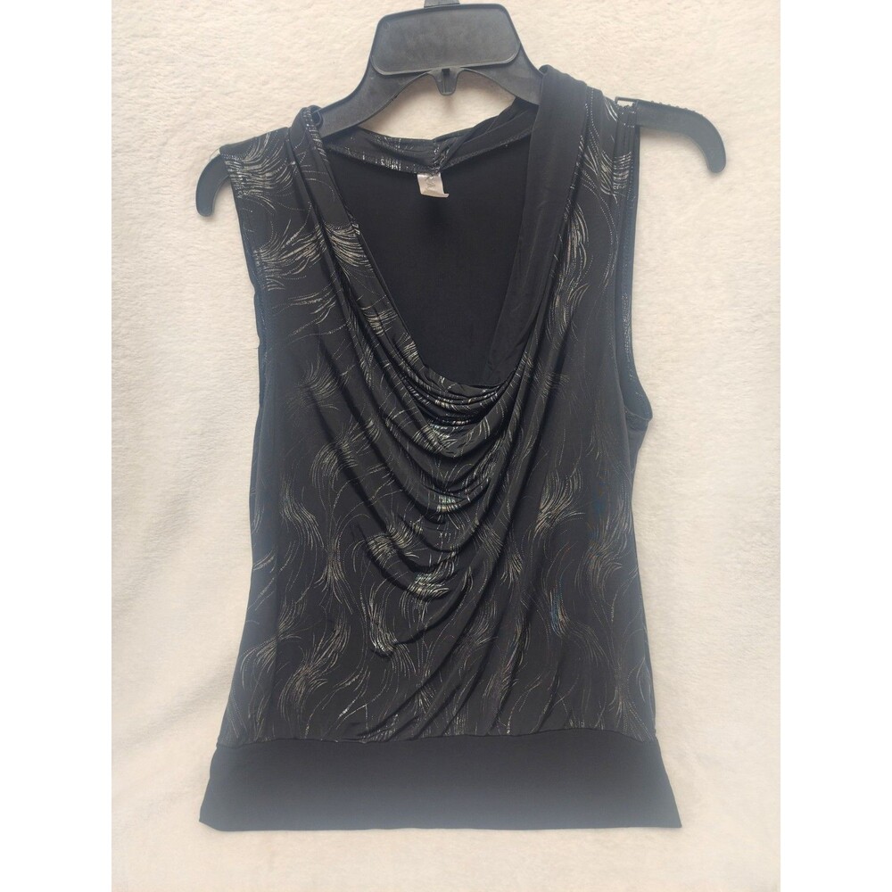 R. Marks New York Black Silver Metallic Blouse Women L